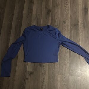 Blue Long Sleeve Crop Top